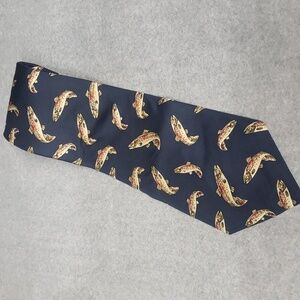 Reed St. James Navy Blue with Trout Design 100% Silk Tie
